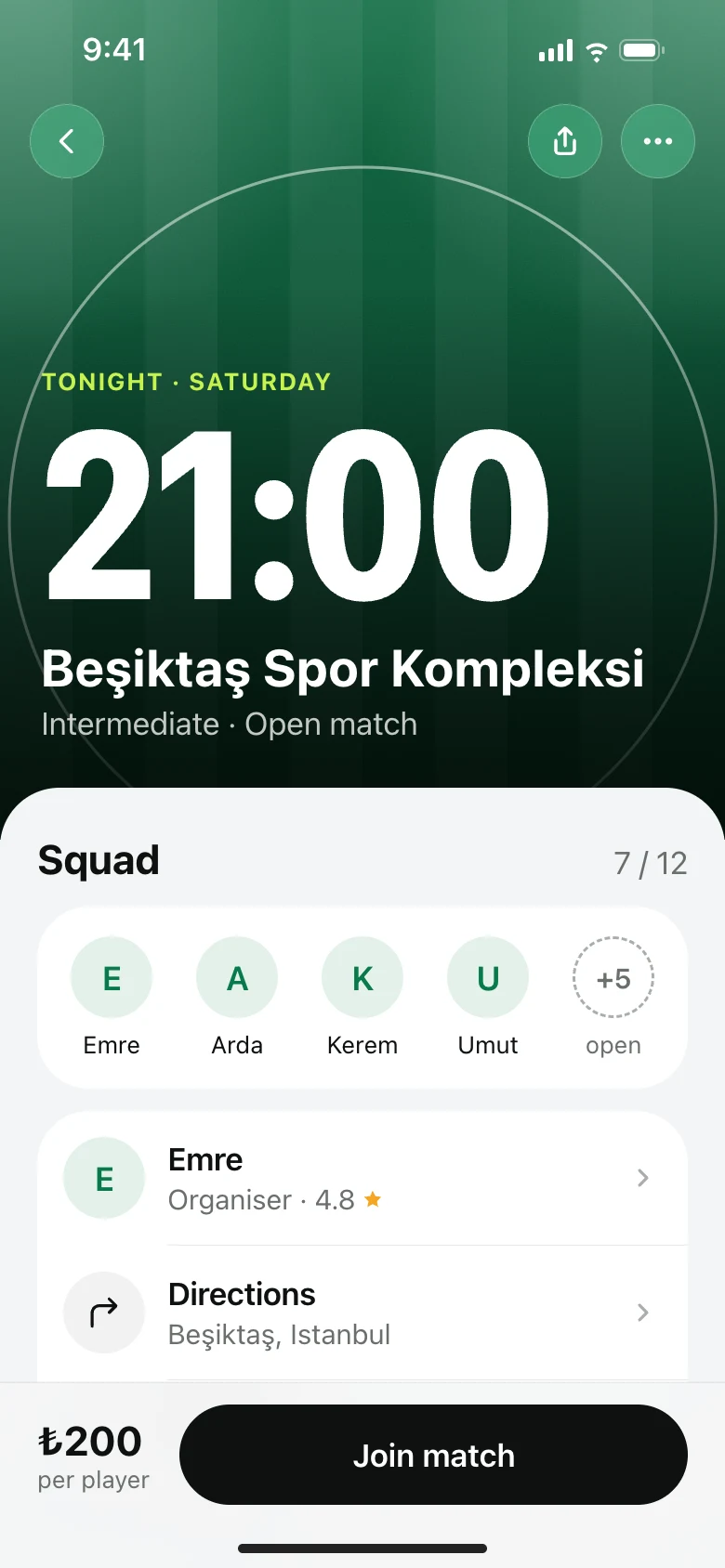 The match screen in an earlier version