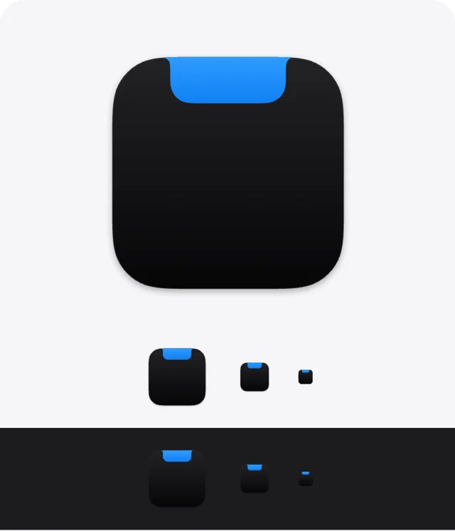 Tilora icon direction, C · A lit notch: One coloured notch on a black body.